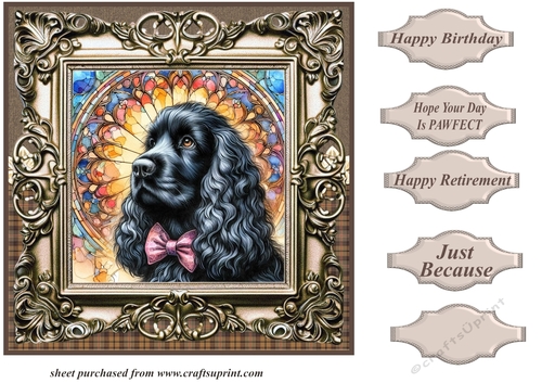 Framed stained glass dog card front 7