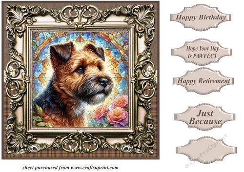 Framed stained glass dog card front 9