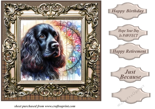 Framed stained glass dog card front 14