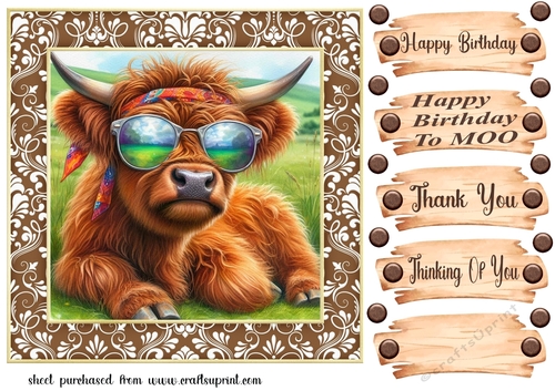 Highland cow chillin card front 1