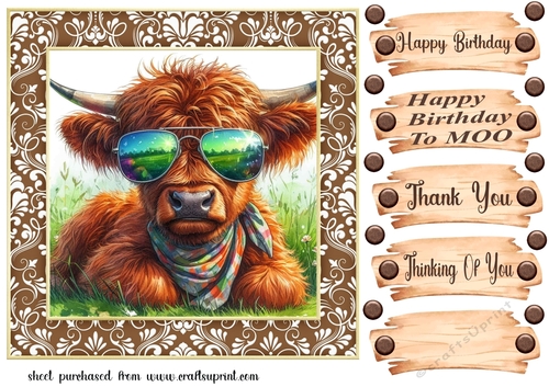 Highland cow chillin card front 3