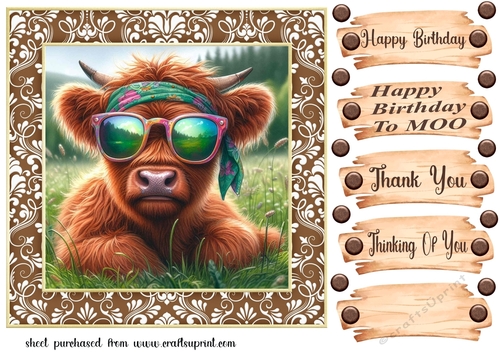 Highland cow chillin card front 4