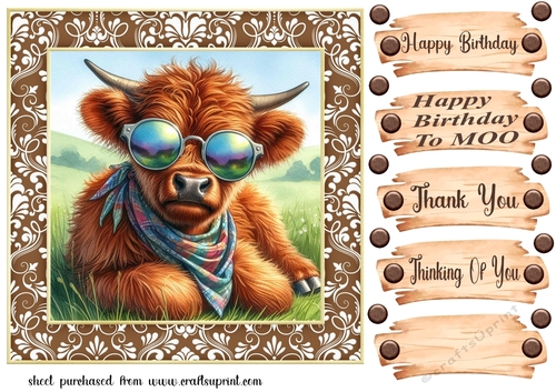 Highland cow chillin card front 5