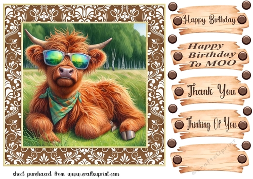 Highland cow chillin card front 7