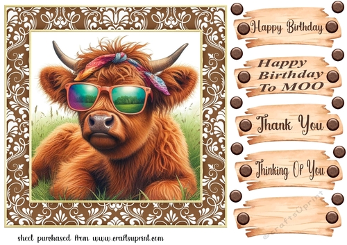 Highland cow chillin card front 8