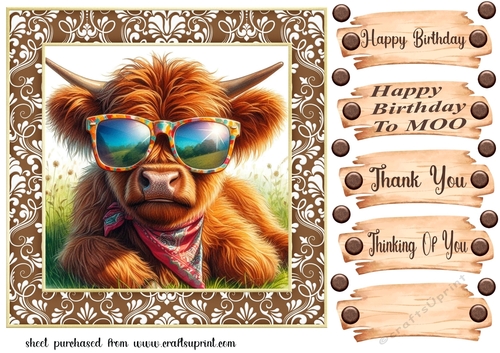 Highland cow chillin card front 9