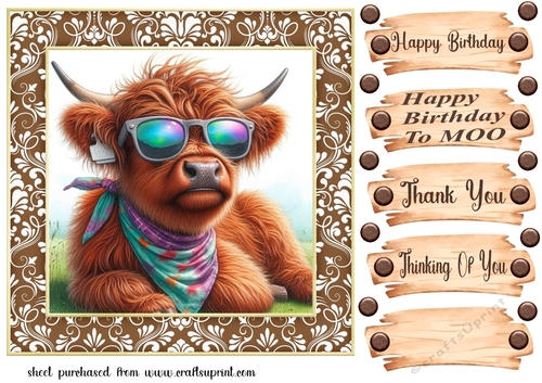 Highland cow chillin card front 10
