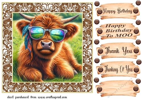 Highland cow chillin card front 11