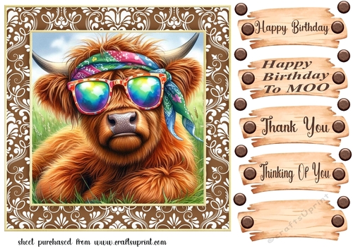 Highland cow chillin card front 12