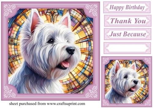 Lilac stained glass pup card front 5