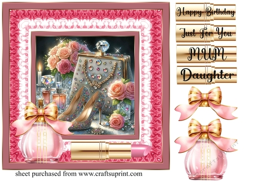 Roses and sparkles female accessories card front 1