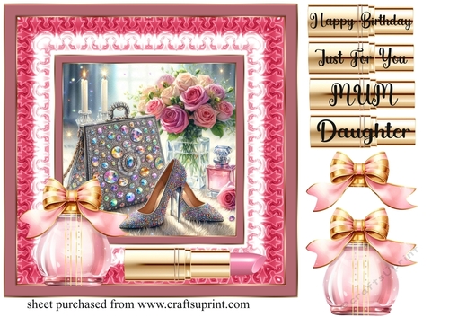 Roses and sparkles female accessories card front 2