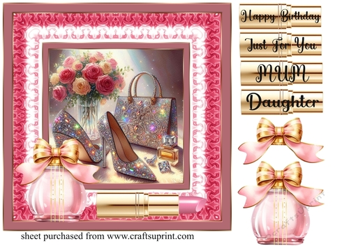 Roses and sparkles female accessories card front 4