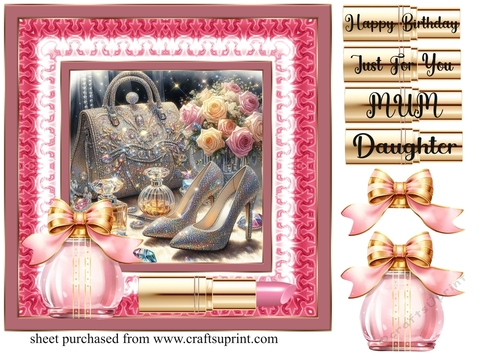 Roses and sparkles female accessories card front 7