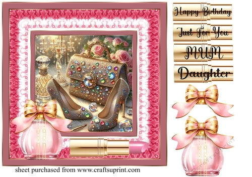 Roses and sparkles female accessories card front 8