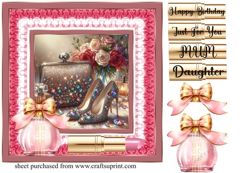 Roses and sparkles female accessories card front 14