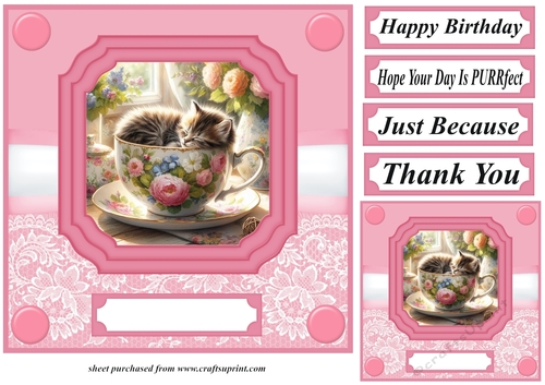 Tea cup kitten card front 4