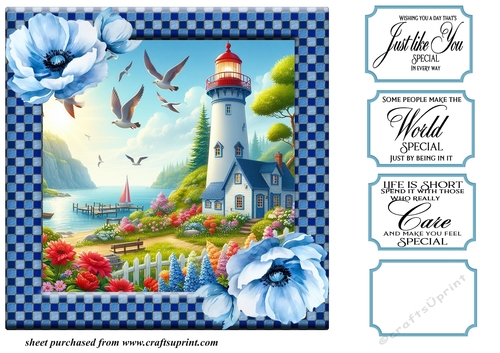 Floral lighthouse card front 2