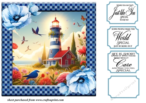 Floral lighthouse card front 5