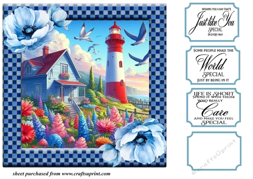 Floral lighthouse card front 6
