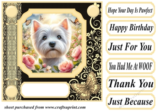 Black and yellow butterfly pup card front 9