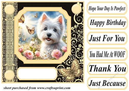Black and yellow butterfly pup card front 10