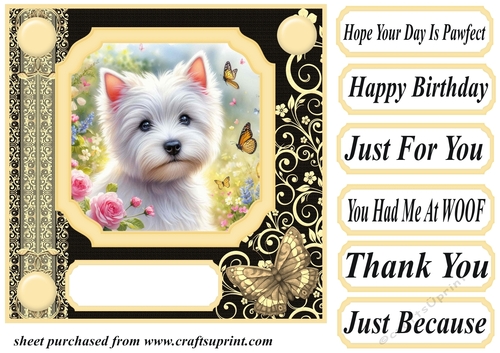 Black and yellow butterfly pup card front 11