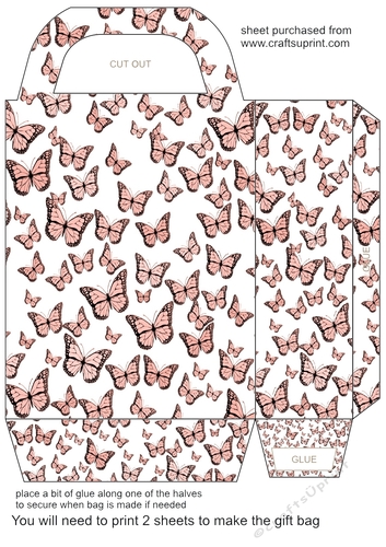 Single colour butterfly gift bag 5