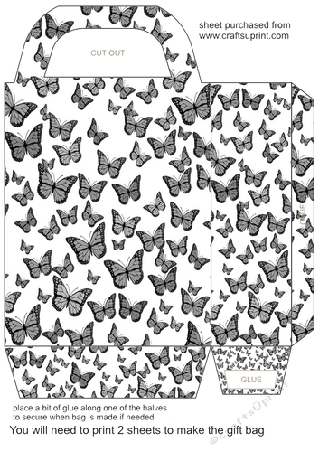 Single colour butterfly gift bag 12