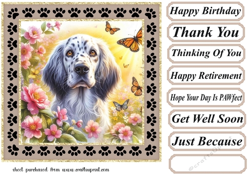 Paw frame butterfly pup card front 2