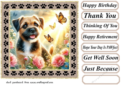 Paw frame butterfly pup card front 5