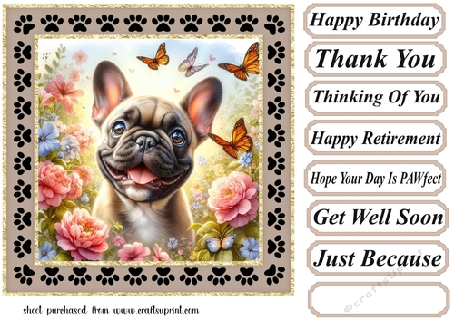 Paw frame butterfly pup card front 14