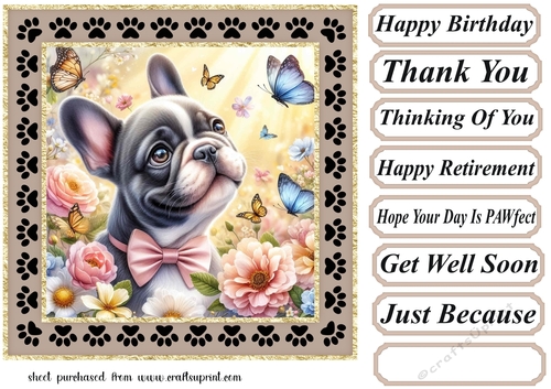 Paw frame butterfly pup card front 15