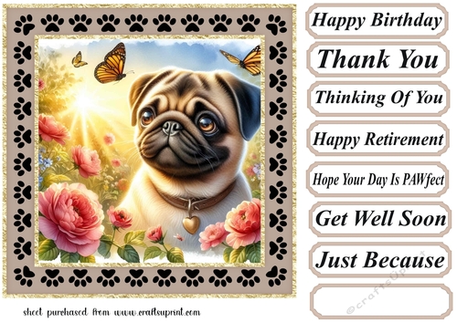 Paw frame butterfly pup card front 18