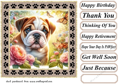 Paw frame butterfly pup card front 20