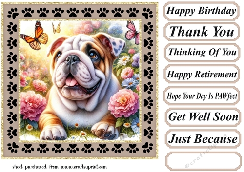 Paw frame butterfly pup card front 23