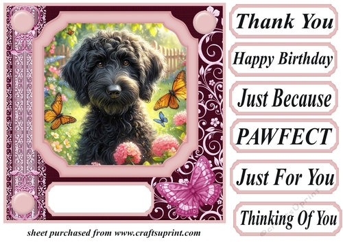 Pink butterfly pup card front 15