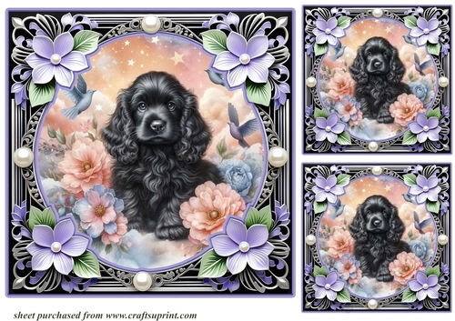 3 Floral dreamy pup card fronts/toppers 4