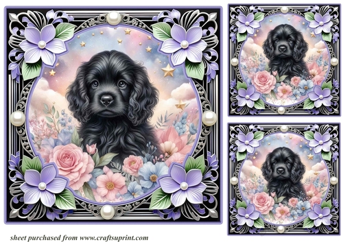 3 Floral dreamy pup card fronts/toppers 5