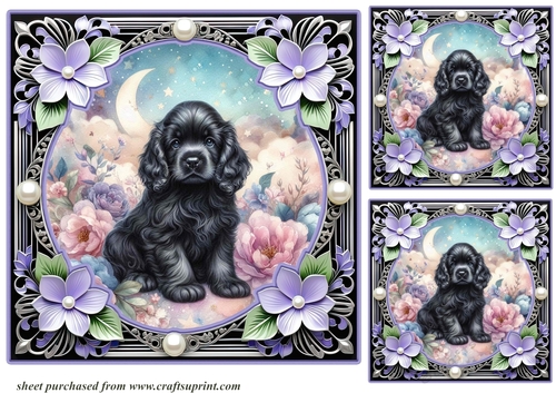 3 Floral dreamy pup card fronts/toppers 6