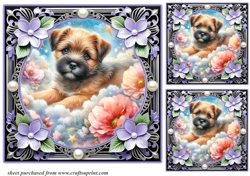 3 Floral dreamy pup card fronts/toppers 7