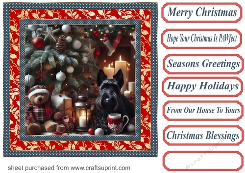 Scottish terrier Christmas scene card front 3