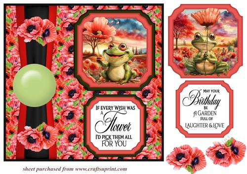 2 Panel poppy frog card front 2