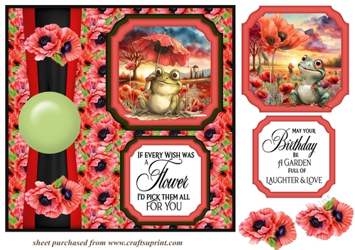 2 Panel poppy frog card front 3