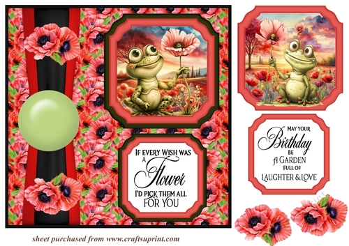 2 Panel poppy frog card front 4