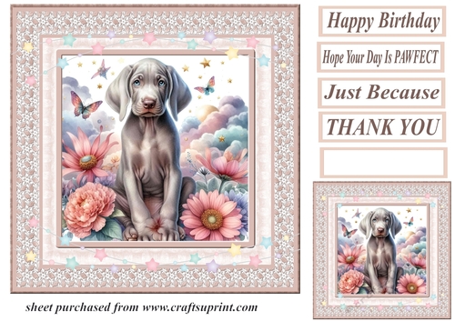Peach floral dreamy pup card front 2