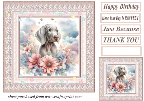 Peach floral dreamy pup card front 3