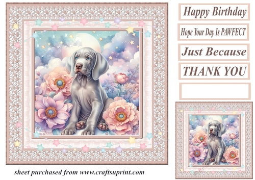 Peach floral dreamy pup card front 4