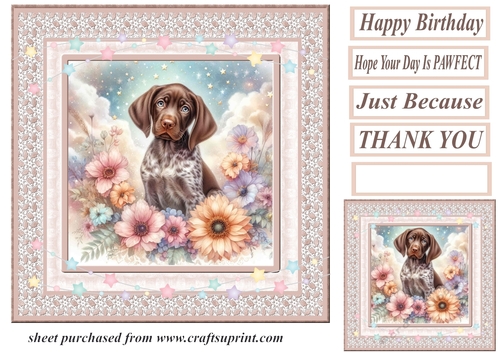 Peach floral dreamy pup card front 5