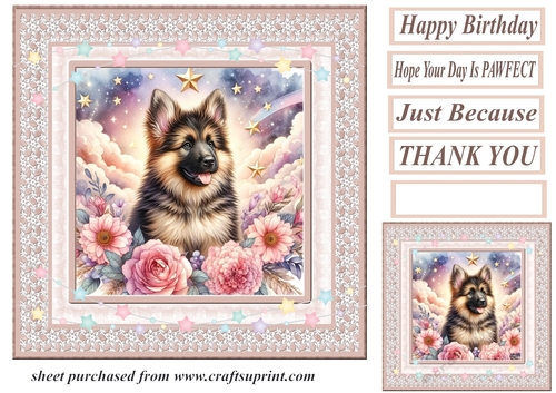Peach floral dreamy pup card front 6